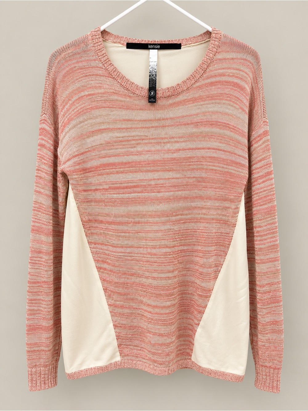 Kensie Marled Pink & Cream Scoopneck Sweater